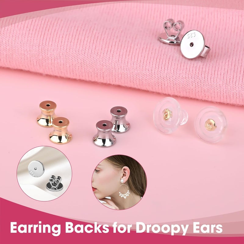Goffing Earring Backs for Droopy Ears Heavy Earrings - Replacements Locking Ear Supports | 6 Pairs Secure Stud Clutches for Sensitive Skin(Studs 5) - Image 2